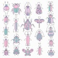 Cute bugs insects vector set Royalty Free Stock Photo